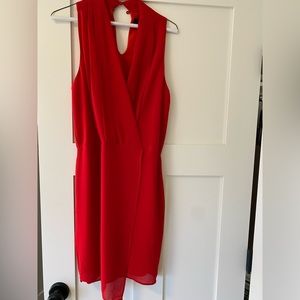 Adeline Rae red dress with beautiful pleats